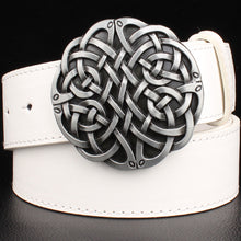 Load image into Gallery viewer, Deri celtic knot metal tokalı geometri örgülü kadın kot kemer