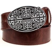 Load image into Gallery viewer, Deri celtic knot metal tokalı geometri örgülü kadın kot kemer