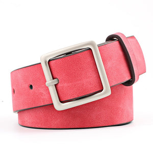 New design black red white wide leather women belt